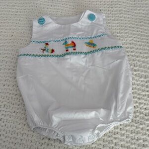 Baby Classic whimsy White One Piece with Colorful Embroidery